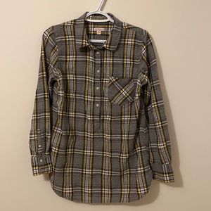 Kids Gray/yellow Plaid Half button down Dress shirt